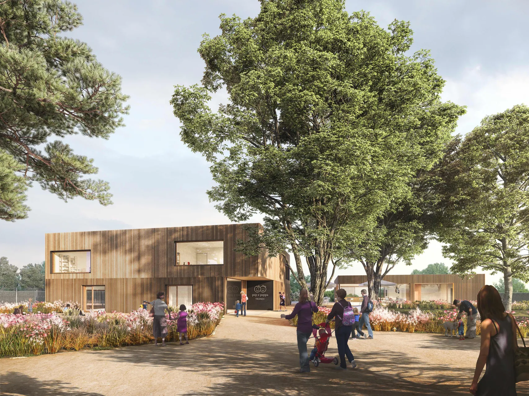 Rendue 3D de l'extérieur de la crèche